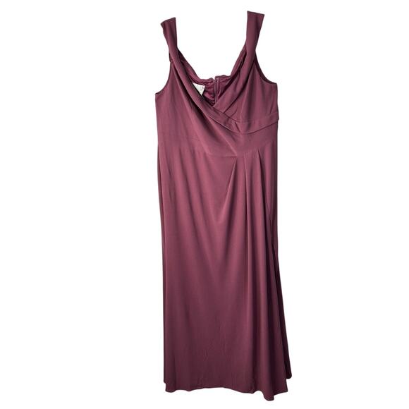 Davids Bridal Dress Size 22 Chianti Long Pleated Off the Shoulder Stretch Crepe - Picture 1 of 11